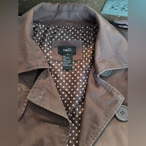 Y2K Rue21 Chocolate Brown Coat with Polka Dot Lining. Size M